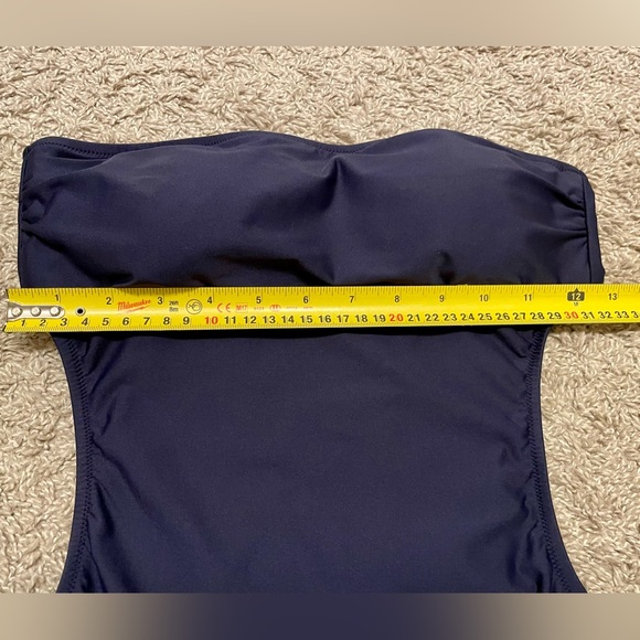 J.Crew navy blue back cutout strapless swimsuit - Picture 9 of 12